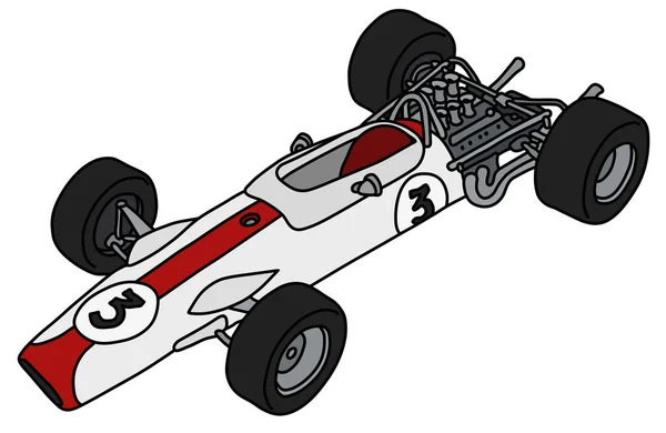 Desenho Mão Vetorizado Uma Fórmula Branca Retro Racecar — Vetor de Stock