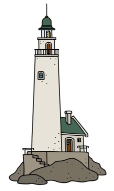 Komik eski taş deniz feneri