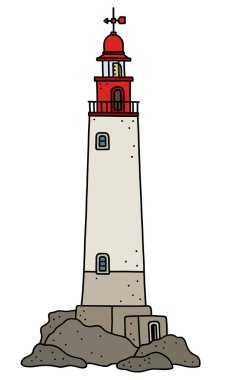 Komik eski taş deniz feneri