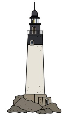 Komik eski taş deniz feneri