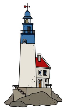 Komik eski taş deniz feneri