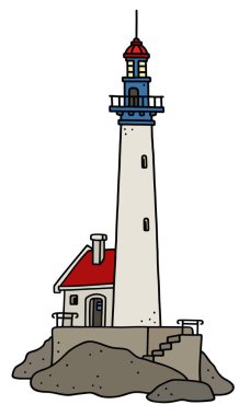 Komik eski taş deniz feneri