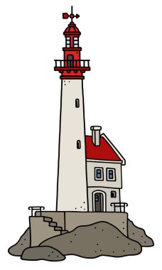 Komik eski taş deniz feneri