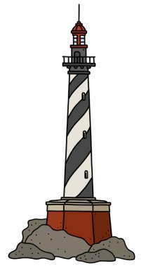 Eski siyah beyaz taş deniz feneri