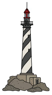 Eski siyah beyaz taş deniz feneri