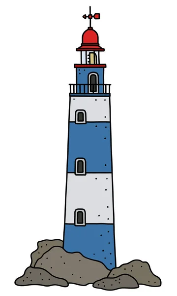 Der Leuchtturm Aus Blauem Und Weißem Stein — Stockvektor