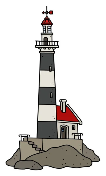 Phare Pierre Noire Blanche — Image vectorielle