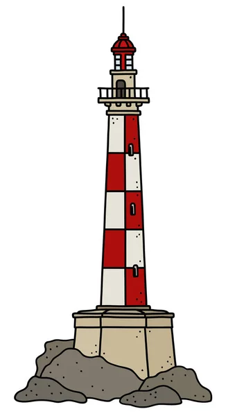 Old Red White Stone Lighthouse — Stock Vector