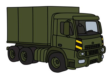 Vectorized El Haki bir askeri kamyon dolusu çizimi