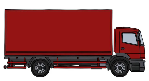 Dessin Vectorisé Main Camion Cargo Rouge — Image vectorielle