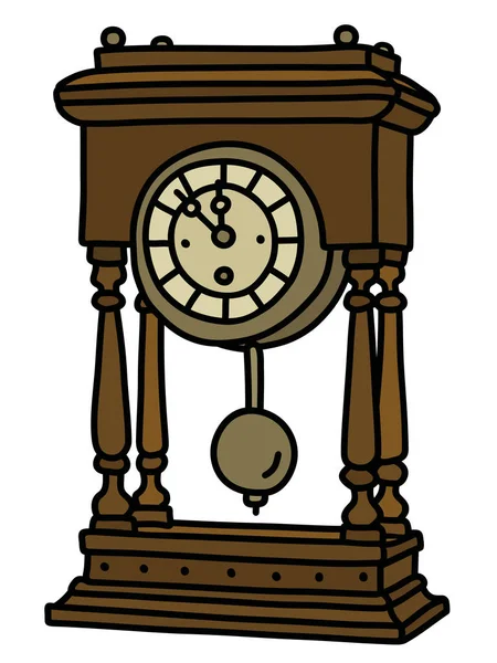 Vectorized Hand Drawing Retro Desktop Pendulum Clock — Stock Vector