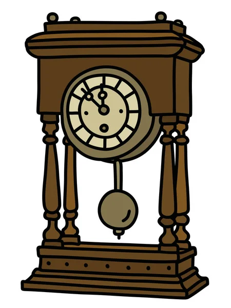 Dibujo Vectorizado Mano Reloj Péndulo Escritorio Retro — Vector de stock