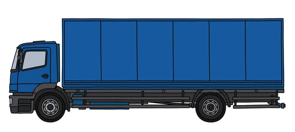 Dessin Vectorisé Main Long Camion Cargo Bleu — Image vectorielle