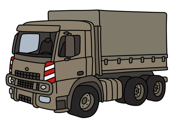 Dessin Vectorisé Main Camion Militaire Sable — Image vectorielle