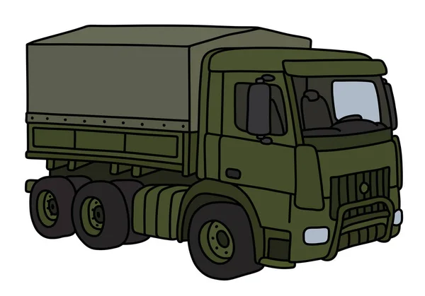 Dibujo Vectorizado Mano Camión Militar Caqui — Vector de stock