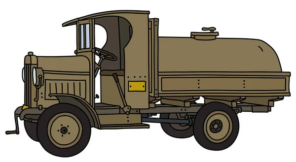 Vectorized Hand Drawing Vintage Military Tank Truck — Stock Vector