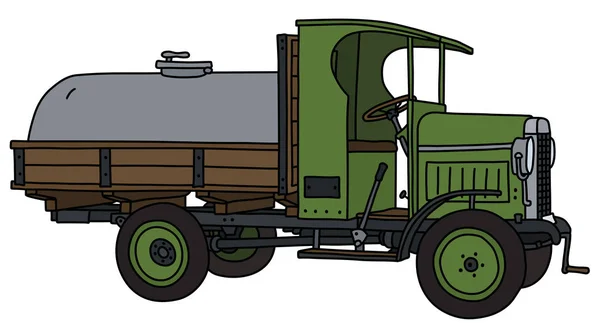 Die Vektorisierte Handzeichnung Eines Alten Tanklastwagens — Stockvektor