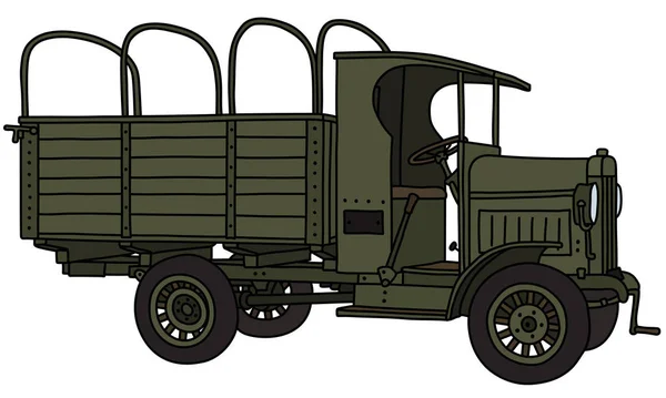 Vectorized Hand Drawing Vintage Military Truck — Stock Vector