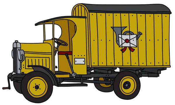 Vectorized Hand Drawing Vintage Yellow Post Truck — Stock Vector