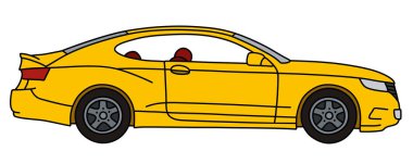 Vectorized el bir sarı spor araba, gerçek bir model çizimi