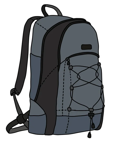 Vectorized Hand Darwing Gray Black Travel Backpack — Stock Vector