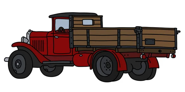 Vectorized Hand Drawing Classic Red Lorry — Stock Vector