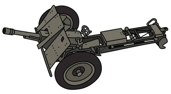 古いカーキ フィールド大砲の描画ベクトル化された手 — ストックベクタ