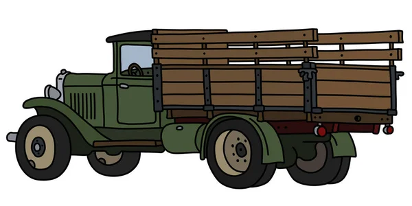 Dessin Vectorisé Main Camion Vert Classique — Image vectorielle