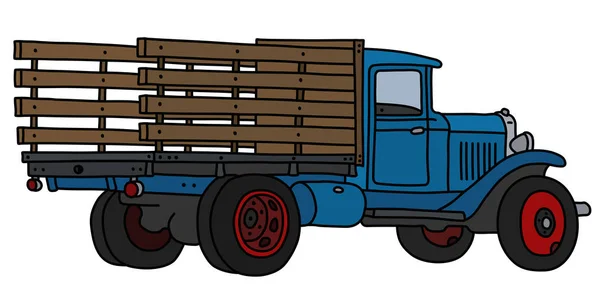 Disegno Mano Vettorializzato Classico Camion Blu — Vettoriale Stock
