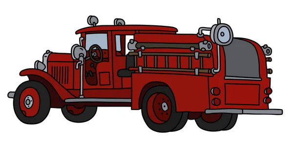 Die Vektorisierte Handzeichnung Eines Klassischen Feuerwehrfahrzeugs — Stockvektor
