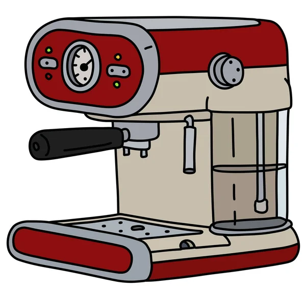 Machine Expresso Électrique Rétro Rouge Crème — Image vectorielle