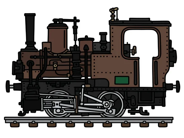 一辆棕色的小蒸汽机车的矢量手绘 — 图库矢量图片
