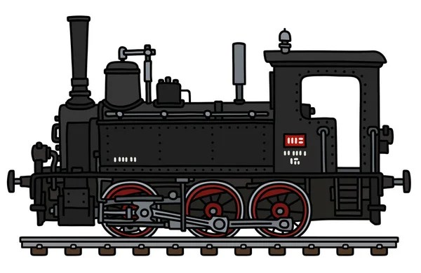 一辆黑色小蒸汽机车的矢量手绘 — 图库矢量图片