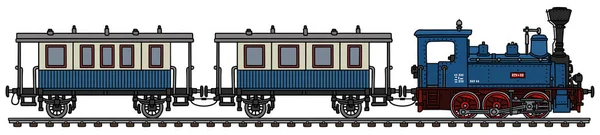 复古蓝色个人小型蒸汽火车的矢量手绘 — 图库矢量图片