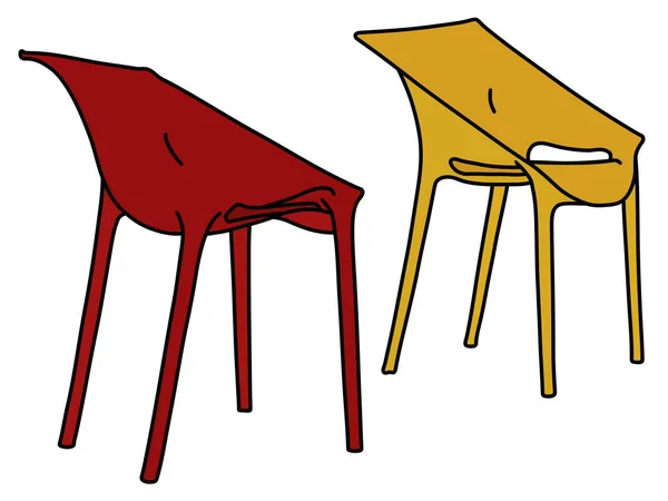 Duas Cadeiras Design Simples Plástico Cor — Vetor de Stock