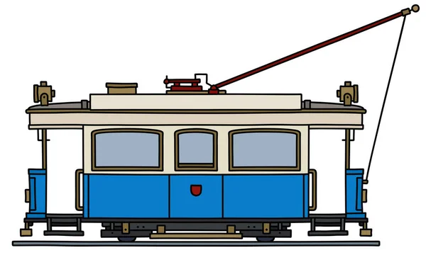 Zabytkowy Niebieski Biały Tramway — Wektor stockowy