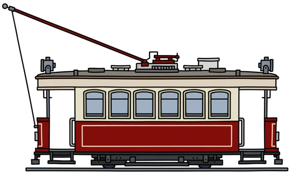 Klassieke Donkerrode Witte Tram — Stockvector