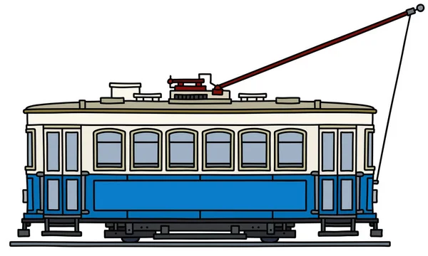 Klassieke Blauwe Witte Tram — Stockvector