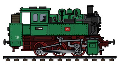 Retro yeşil tank motoru buharlı lokomotif