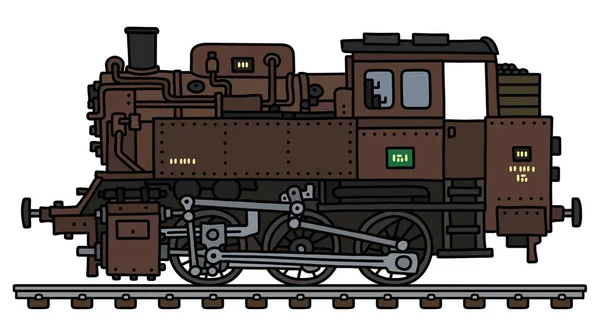 Old Brown Tank Engine Steam Locomotive — Stock Vector