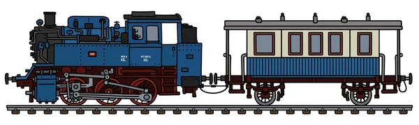 Locomotiva Vapor Azul Vintage Treinador — Vetor de Stock