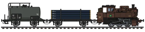 Вінтажний Вантажний Паровий Поїзд — стоковий вектор