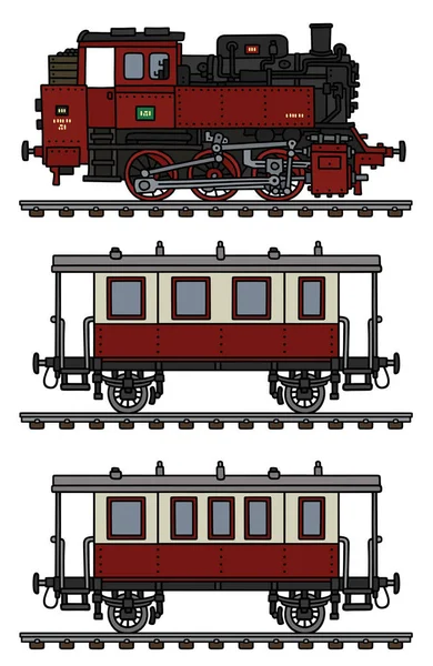 Szüreti Vörös Utasszállító Gőzmozdony — Stock Vector