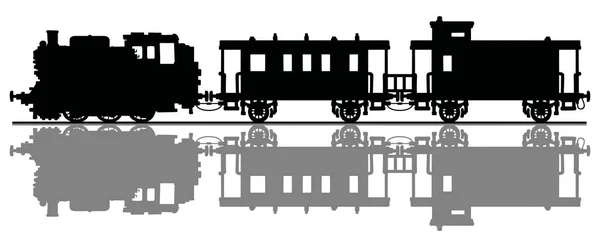 Disegno Mano Una Silhouette Nera Del Treno Vapore Vintage — Vettoriale Stock