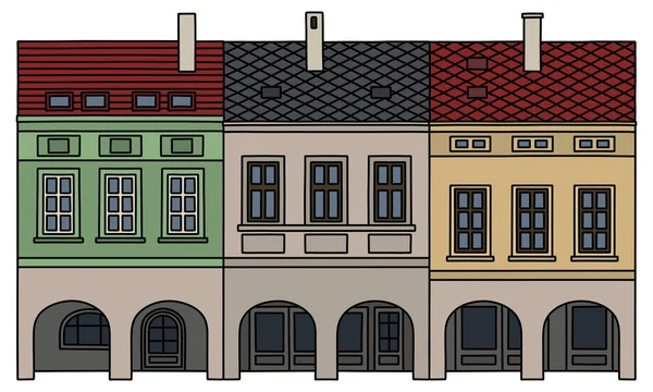 Dessin Main Trois Maisons Hamburgers Historiques — Image vectorielle