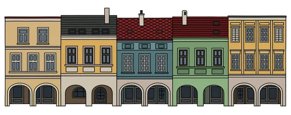 Dessin Main Cinq Maisons Hamburgers Historiques — Image vectorielle