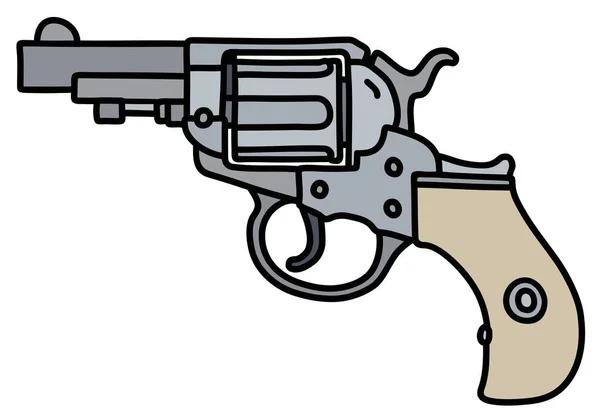 Die Handzeichnung Eines Klassischen Stahl Kurzrevolvers — Stockvektor