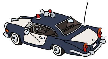 Vectorized el komik bir eski Amerikan polis araba çizimi