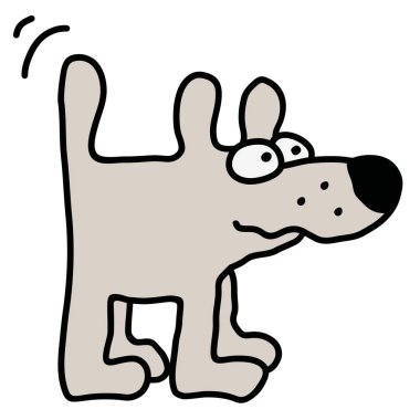 Komik bir beyaz köpeğin vectorized el çizim