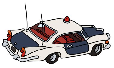 Vectorized el komik bir eski Amerikan polis araba çizimi